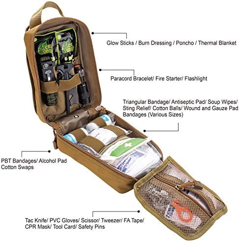 EVERLIT 250 Pcs Survival First Aid Kit | IFAK Outdoor Survival Kit Emergency Kit For Camping Hiking Hunting Earthquake Emergency Preparedness