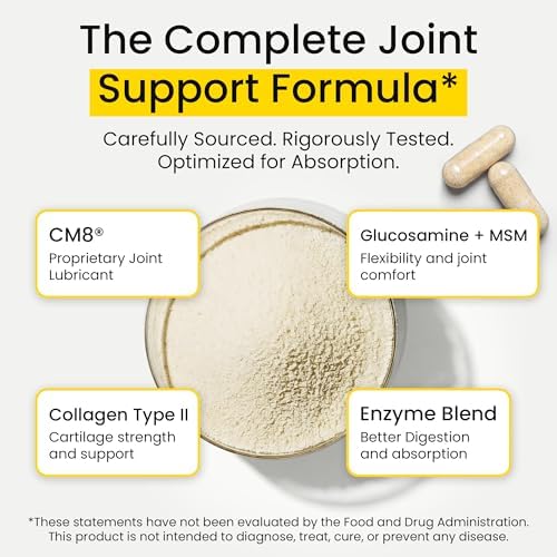 Extra Strength Joint Formula with CM8 (Cetyl Myristoleate) - Joint Supplements for Men and Women with Glucosamine, MSM, Collagen Type II - 120 Capsules