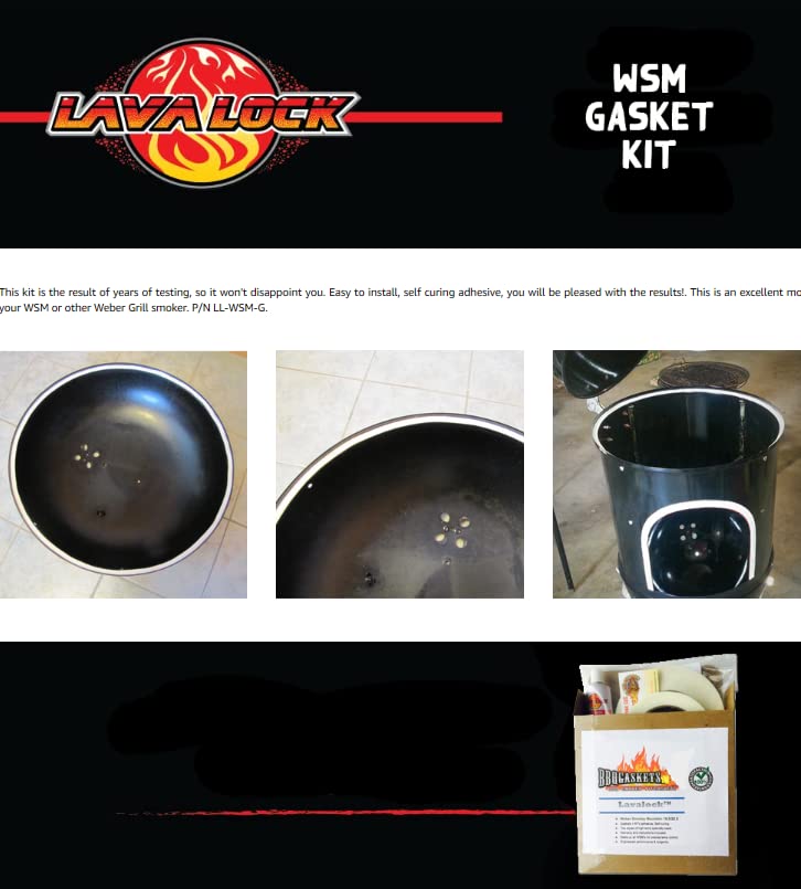 LavaLock Gasket Kit for Weber Smokey Mountain WSM 18.5 22.5 for Nomex RTV Grill Gasket Seal