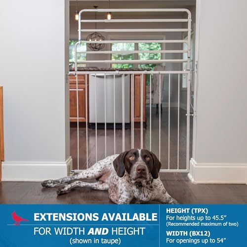Cardinal Gates MG25 Duragate Baby and Pet Gate, 26.5-41.5 in, Black | Steel hardware-mounted gate for children and pets. One-hand latch, two-way swing, and angle-capable installation.