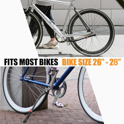 TOPCABIN Bike Kickstand Adjustable Aluminium Alloy Bicycle Kickstand Bike Side Kickstand Fit for 22" 24" 26" 28" Mountain Bike Road cycling/BMX/MTB (Black for 22-24-26-27-28 inch bike)