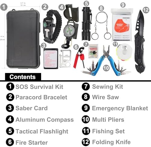 Survival Kit with Emergency Gear for Camping, Hiking & Outdoor Survival