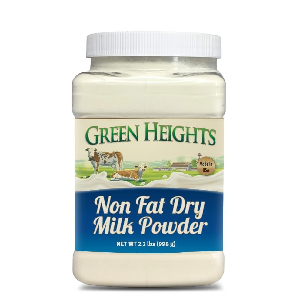 Non Fat Dry Milk Powder - 3 Pounds / 1.36 Kilo Jar (42+ Servings) - Proudly Made in America - Healthy Nourishing Essentials by Green Heights