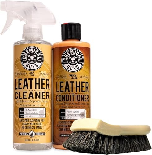 Chemical Guys, Leather Cleaner & Conditioner Kit for Cars & Home, 2 x 16 oz | Two-step kit cleans then conditions seats, furniture, bags and boots, pH-balanced for natural and sealed leather
