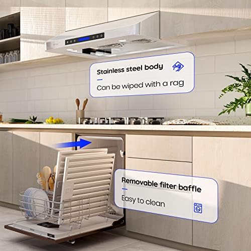 EKON 42 inches Under Cabinet Range Hood, 900 CFM Stainless Steel Kitchen Chimney Vent