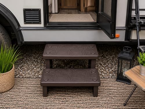 XtremepowerUS Premium Multi Purpose 2-Step Spa Hot Tub RV Campers Deck Steps Deck, Spa, Hot Tub, Bathtub, Swimming Pool Sided Step Non-Slip Steps for Outdoor/Indoor (Gray)