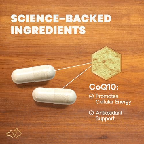 Vetri-Science VETRISCIENCE Coenzyme Q10 for Dogs and Cats, 10mg, 100 Capsules - Cardiovascular and Gum Health CoQ10 Supplement for Pets