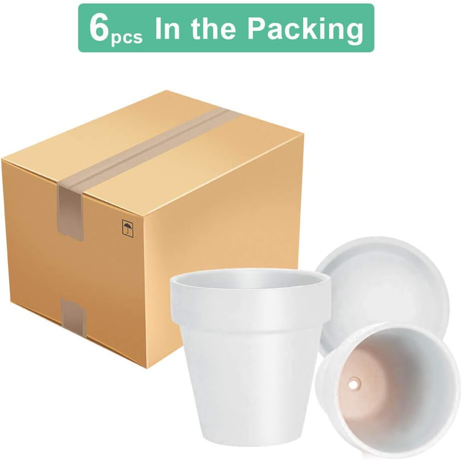 vensovo 4 Inch Terracotta Plant Pots with Saucer - 6 Pack Clay Flower Pots with Drainage, Great for Plants, Crafts, Wedding Favor
