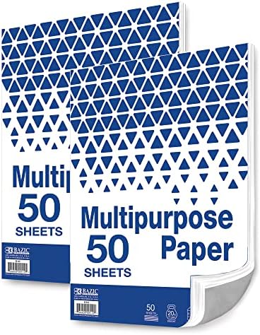 BAZIC Products White Multipurpose Paper, 8.5 x 11 in, 50 Sheets | 20 lb (75 gsm), 100% recycled, laser and inkjet compatible
