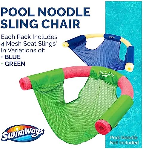 SwimWays Mesh Floating Pool Chair Noodle Slings (4 Pack), Swimming Pool Accessories & Water Toys, Pool Noodle Not Included