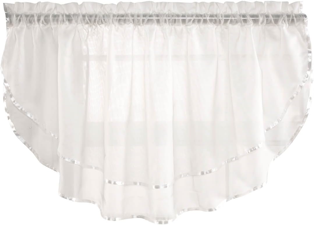 Stylemaster Elegance Sheer Voile Ascot Valance, 60" x 24", Beige
