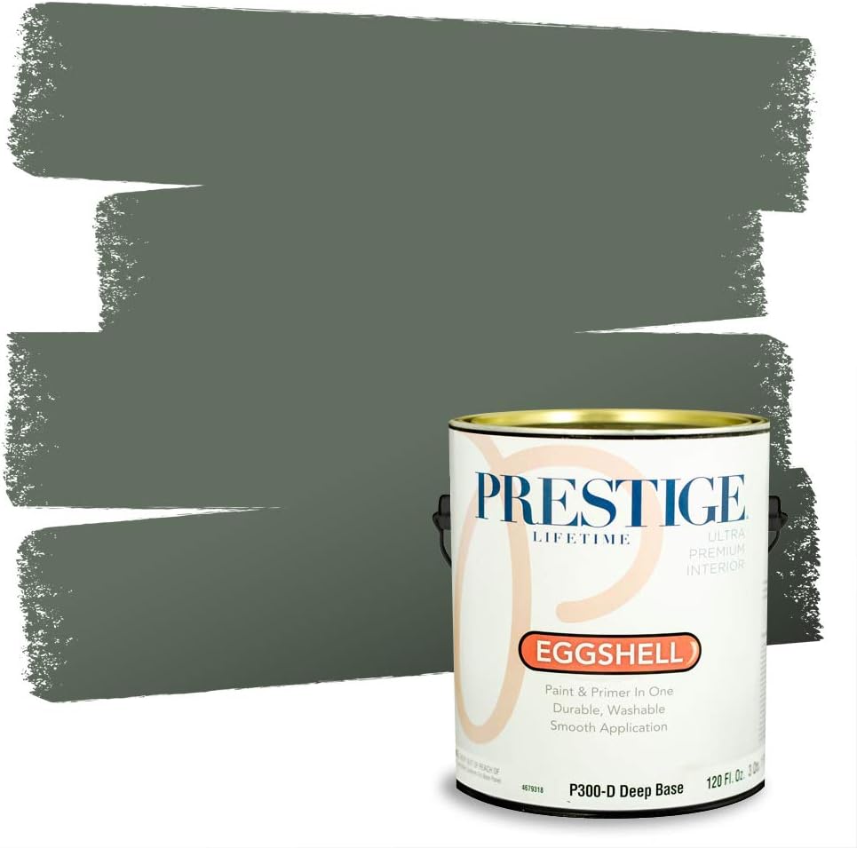 PRESTIGE Paints Exterior Paint and Primer In One, 1-Gallon, Flat, Comparable Match of Sherwin Williams* Coastal Plain*