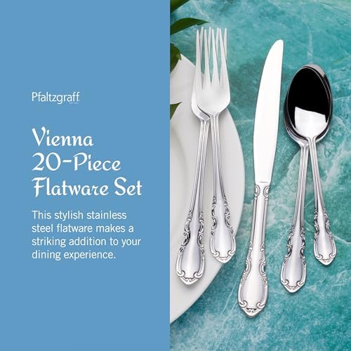 Pfaltzgraff Beckham 20-Piece Stainless Steel Flatware Set, Service for 4