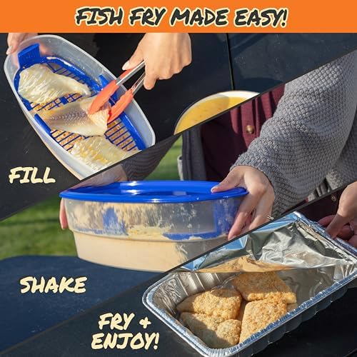 COOK'S CHOICE XL Original Better Breader Bowl 16" Mess-Free Breading Tray | Shake & Coat Batter Bowl w Lid for Chicken, Fish, & Vegetables