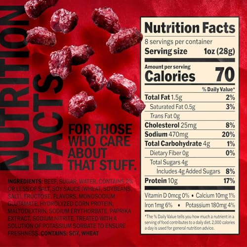 Jack Link's Teriyaki Beef Tender Bites - 8 oz Bag - Ready to Eat Real Meat Protein Snacks - 10g Protein per Serving - Made with 100% Real Beef