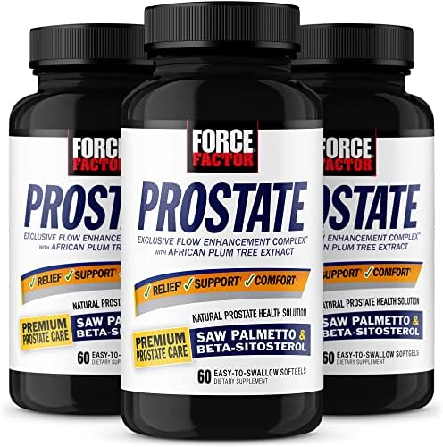 Force Factor Prostate, Saw Palmetto & Beta Sitosterol Supplement for Men | Prostate Health Support, Size Support, Urinary Relief, Bladder Control