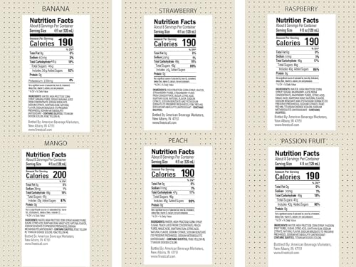 Finest Call Premium Fruit Puree Drink Mix, 1 Liter Bottles (33.8 Fl Oz), Variety Pack of 6 | Mango, Raspberry, Banana, Strawberry, Passion Fruit