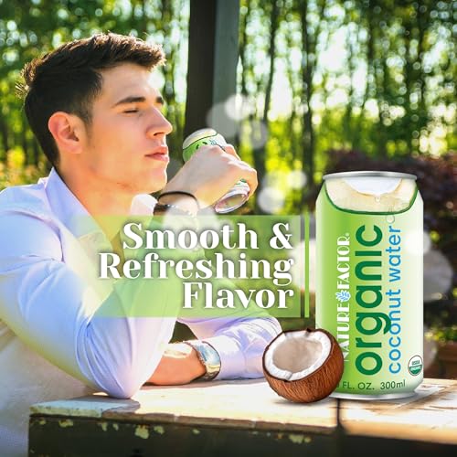 Nature Factor Organic Coconut Water - 10 Fl Oz (Pack of 12) | Pure Pressed Coconut Water, Organic Electrolytes