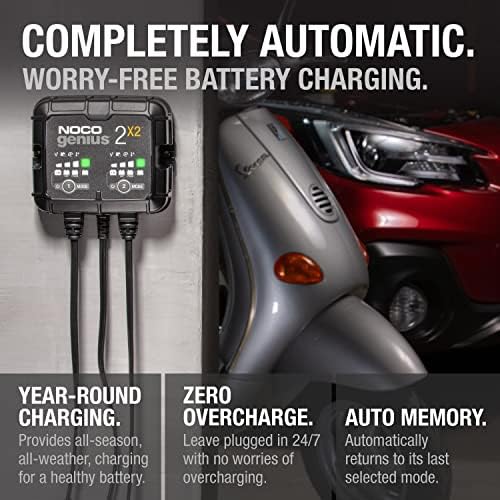 NOCO GENIUS2X2 6/12V 2-Bank Battery Charger, Trickle Charger & Maintainer