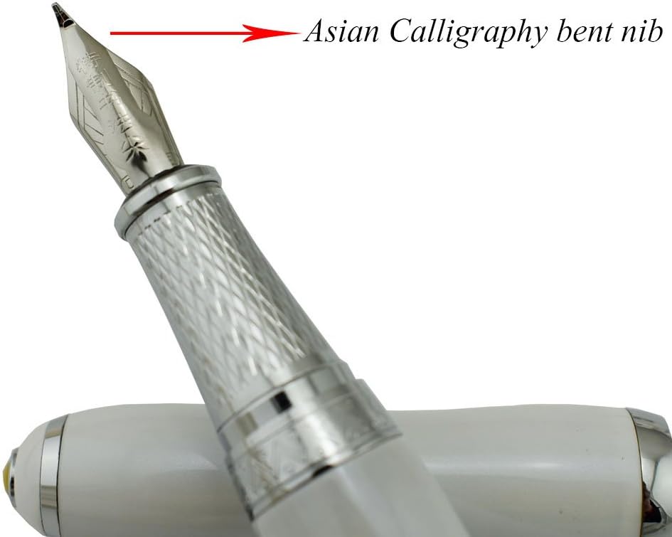 Duke Fude Nib Fountain Pen Medium to Broad Nature Mother Pearl on Cap with Pen Pouch sketching Art Drawing Signature Calligraphy Pen Case Set