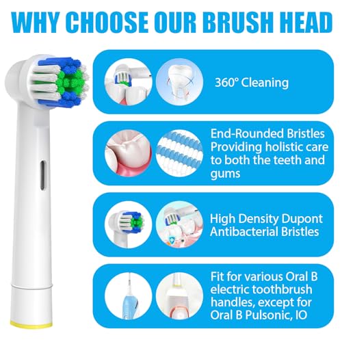 Replacement Toothbrush Heads Compatible with Oral B Braun, 12 Pcs | Professional Electric Toothbrush Brush Heads, Compatible with Oral B Replacement Heads Refill, 7000/Pro 1000/9600/500/3000