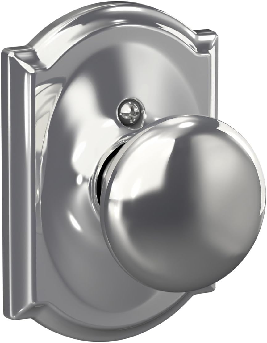 Schlage Plymouth Bed/Bath Privacy Door Knob with Lock, Satin Nickel | Interior bedroom or bathroom door knob with push button lock, Easy to install, Certified durability, Universal fit
