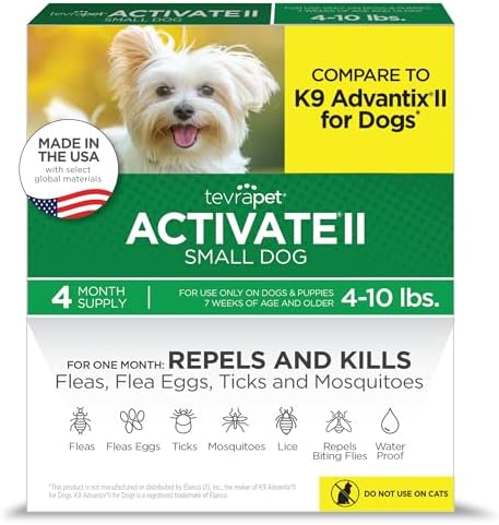 TevraPet Activate II Flea and Tick Prevention for Dogs, Large Dogs 21-55 lbs, Topical Drops, 4 Month Flea and Tick Treatment