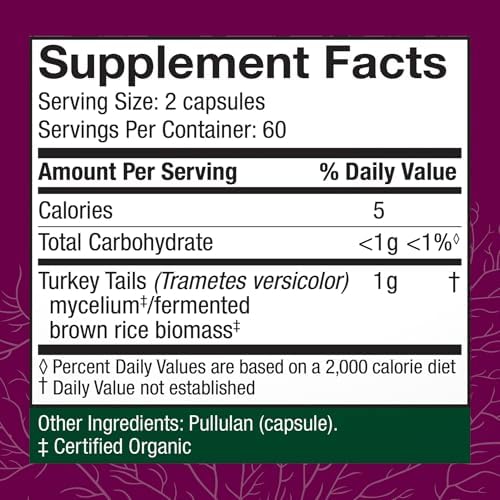 Host Defense Turkey Tail Capsules - Digestive Health & Immune Response Support Supplement - Mushroom Supplement for Gastrointestinal & Gut Microbiome Support - 120 Capsules