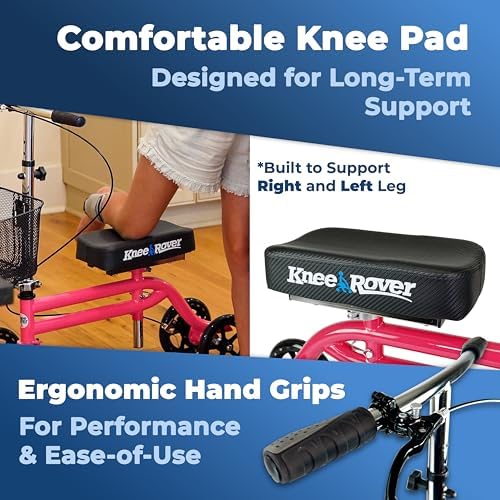 KneeRover Steerable Knee Scooter – Foldable Mobility Aid & Knee Walker with Basket for Adults