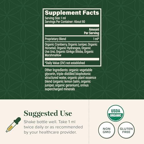 Global Healing USDA Organic Kidney Health with Cranberry & Hydrangea - Kidney Cleanse Liquid Supplement & Stones Dissolver for Urinary Health