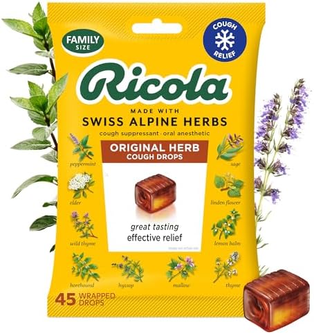 Ricola Original Herb Cough Drops - 45 Count | Made with Menthol - Cough and Sore Throat Relief - Herbal Throat Lozenges