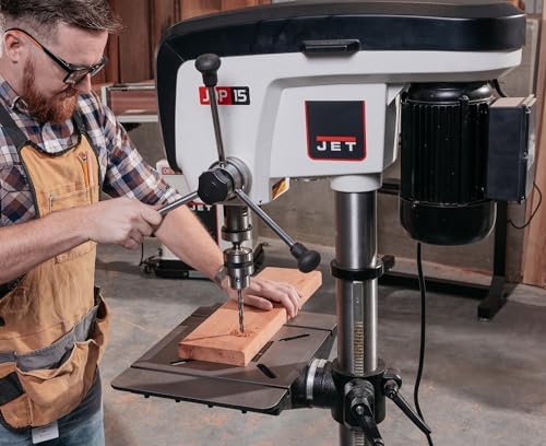 JET 15-Inch Floor Drill Press, 16 Speed, 3/4 HP, 115V 1Ph (Model JDP-15F)