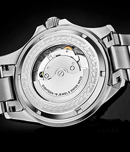 Stuhrling Original Mens Swiss Automatic Stainless Steel Professional DEPTHMASTER Dive Watch, 200 Meters Water Resistant