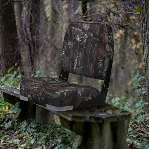 Leader Accessories Classic Low Back Folding Fishing Boat Seat Boat Chairs | Marine Boat Chairs With Thick Cushion, Aluminum Hinge, Use universal 5"x5" Mount, Fits Jon/Bass/Pontoon Boats