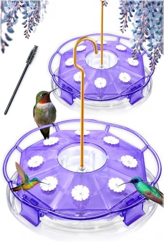 eWonLife 2 Pack 16 oz Saucer Hummingbird Feeders for Outdoors, Garden Decor