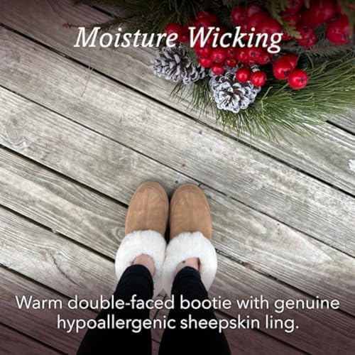 Acorn Women's Shearling Bootie for Women - Genuine Sheepskin, Memory Foam, Non-Slip, Durable - House Slippers with Indoor/Outdoor Sole