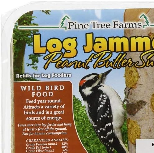 Pine Tree Farms 5002 Log Jammer Woodpecker Peanut Suet Plug, 3 plugs per pack , 9.4-Ounce