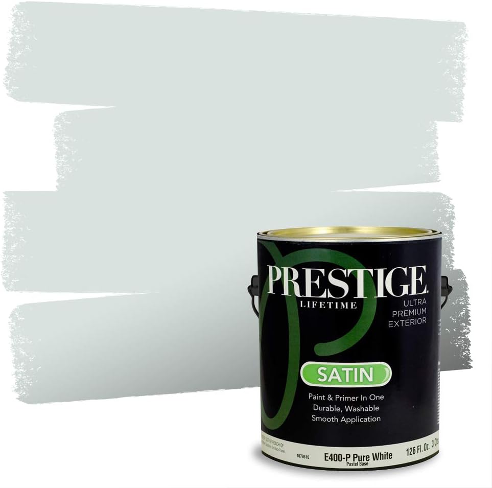 PRESTIGE Paints E100-T-SW6241 Exterior Paint and Primer in One, 1-Gallon, Flat, Comparable Match of Sherwin Williams Aleutian, 1 Gallon, SW18-Aleutian