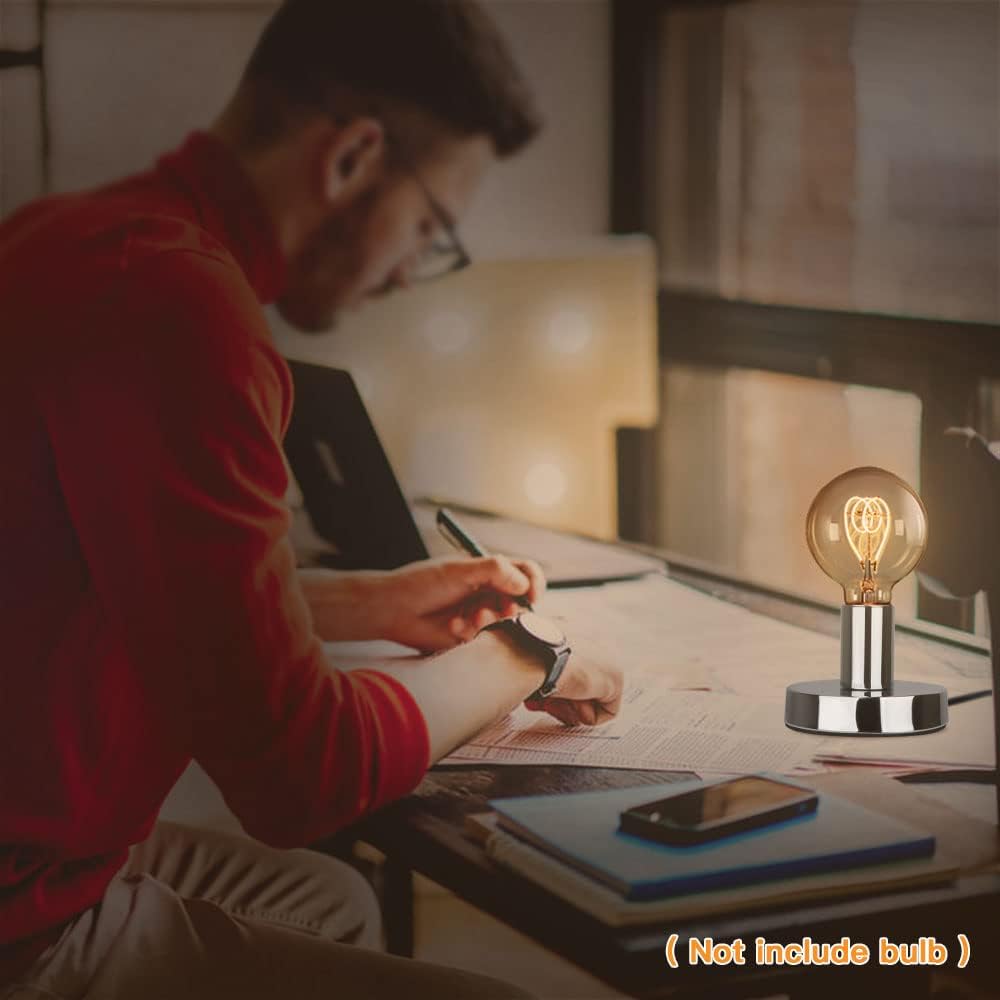 Helunsi Industrial Table Lamp Base, Black E26 E27 Lamp Base Without Shade