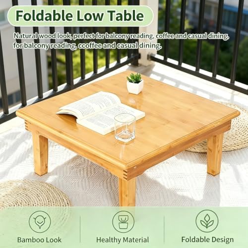 SH-tables Folding Table, Japanese-Style Household Square Bamboo Table, Computer Desk, Low Bamboo Table, Multi-Function Small Dining Table