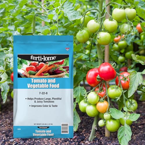 Fertilome (10855) Tomato & Vegetable Food 7-22-8, 4 lbs | 7-22-8 high-phosphorus granules - Bigger harvests, better flavor for tomatoes & vegetables - Veggie gardeners