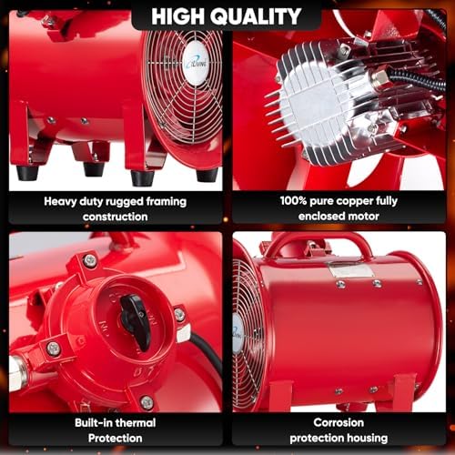 iLiving - ILG8EF12EX Explosion Proof Utility High Velocity Blower, Fume Extractor, Portable Exhaust and Ventilator Fan, Air Ventilation with 2720 CFM