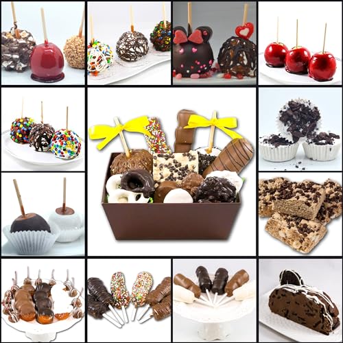 US Sweets Caramel Apple 3 Pack - Caramel Granny Smith Apples Drizzled in Dark or Milk Chocolate with Marshmallows & Nuts | Delicious Gift | Handmade