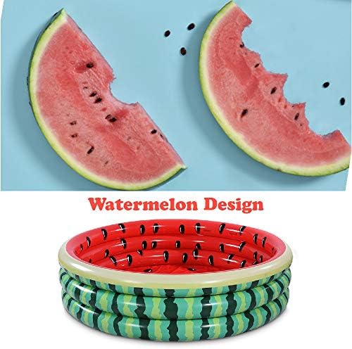 Kiddie Watermelon Baby Pool – 60”x15” Inflatable Ball Pit for Toddlers Outdoor & Baby Swimming Play for Backyard, Durable Blow-Up Design