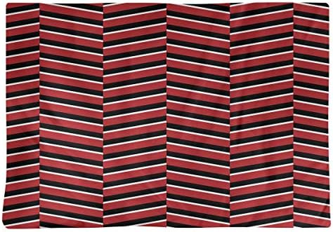 Dana Strider Black & Color Fractured Stripes Table Placemat, 18 x 14, Red