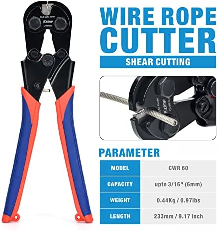 iCrimp Wire Rope Crimping Tool for Aluminum Loop Sleeve, Two Barrel Ferrule, Oval Sleeves, 3/64 in to 1/8 in, Swaging Tool Kit with Wire Rope Cutter
