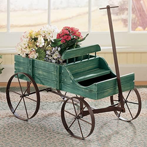 Collections Etc Amish Wagon Decorative Indoor/Outdoor Garden Backyard Planter, Red | Country Red, fir (wood)