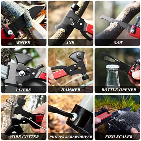 14-in-1 Multitool Camping Axe Hatchet – Essential Camping Gear with Knife, Hammer, Saw, Bottle Opener