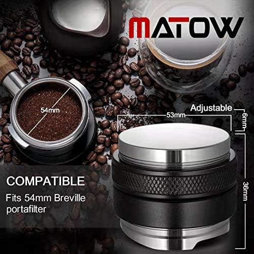 MATOW 53mm Coffee Distributor and Tamper, Dual Head Coffee Leveler Compatible with Breville 54mm Portafilter