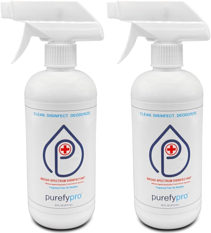 Purefypro Disinfectant Spray (1.7oz, 6 Pack) - No Rinse. No Residue. Kills 99.9999% Norovirus, HIV, Hepatitis, Flu, Monkeypox Virus, and Fungi, MRSA VRE, Drug Resistant Germs. (On The Go)